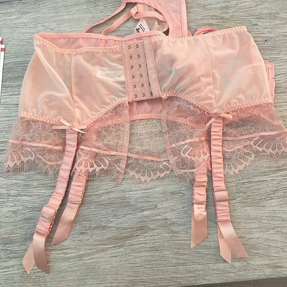 NWOT Bettie Page x playful promises satin bra and garter belt retro size 14 10 L - Picture 9 of 12